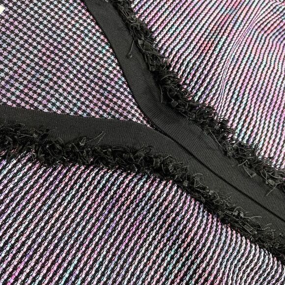 Misook Cardigan Jacket Womens XL Multicolor Open Front Woven Acrylic Fringe Trim - Picture 6 of 8